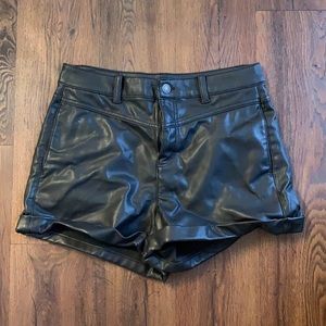 Black leather shorts